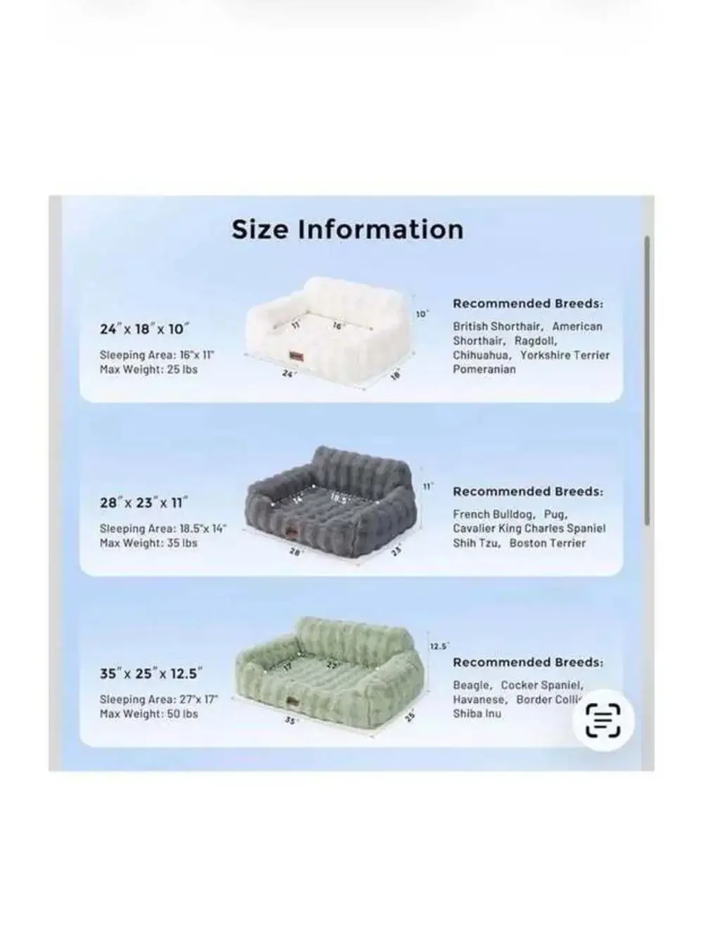 Large Orthopedic Dog Sofa Bed - Grey Fluffy Faux Fur, Washable - New in Box